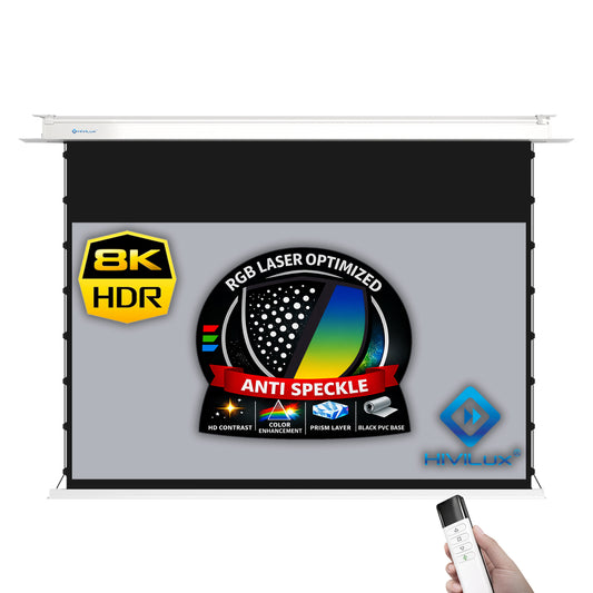 HiViLux® RGB-Triplelaser Deckeneinbau Tension-Motorleinwand mit HiViGrey Cinema 3L