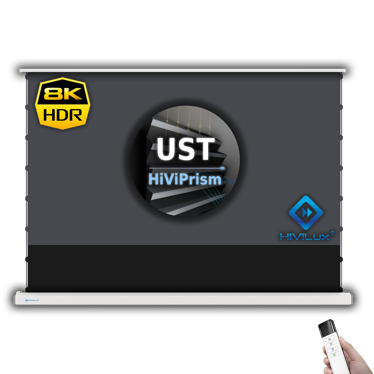 HiViLux® UST/CLR hoogcontrast vrijstaand vloerprojectiescherm – HiViPrism Cinema HDR – zwart/wit