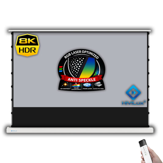 HiViLux® RGB-Triplelaser Boden-Motorleinwand – HiViGrey Cinema 3L – Schwarz/Weiß