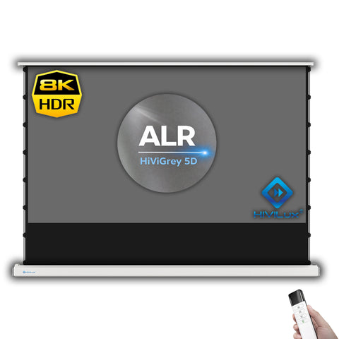 HiViLux® ALR Contrast Floor-Rising Motorized Screen – HiViGrey Cinema 5D/HDR – Black/White