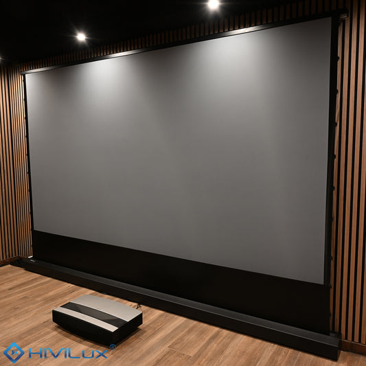 HiViLux® UST/CLR Kontrast Boden-Motorleinwand – HiViPrism Cinema HDR – Schwarz/Weiß