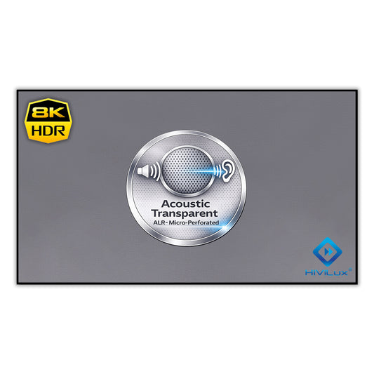 HiViLux® 16:9 Tension Motorized Projection Screen – Grey HiViGrey Cinema 0.8 – Black/White Housing 