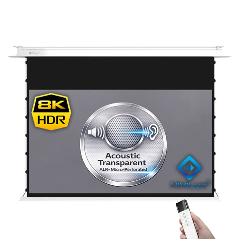HiViLux® ALR Akutik Deckeneinbau Tension-Motorleinwand mit HiViGrey Cinema 5DMP micro perforated