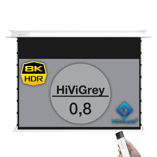 HiViLux® grau Deckeneinbau Tension-Motorleinwand mit HiViGrey Cinema 0,8