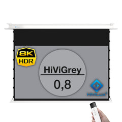 HiViLux® grau Deckeneinbau Tension-Motorleinwand mit HiViGrey Cinema 0,8