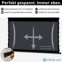 HiViLux® RGB-Triplelaser Tension-Motorleinwand – HiViGrey Cinema 3L – Schwarz/Weiß