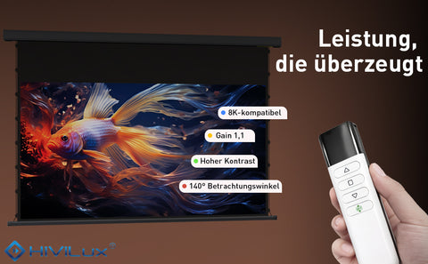 HiViLux® ALR Kontrast Tension-Motorleinwand – HiViGrey Cinema 5D/HDR – Schwarz/Weiß