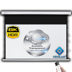 HiViLux® Akustik Tension-Motorleinwand – HiViWhite Cinema SD Gewebe – Schwarz/Weiß