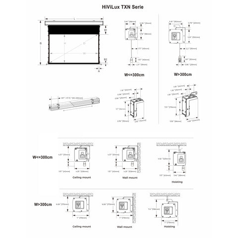 HiViLux® ALR Akustik Tension-Motorleinwand – HiViGrey Cinema 5DMP micro perforated– Schwarz/Weiß