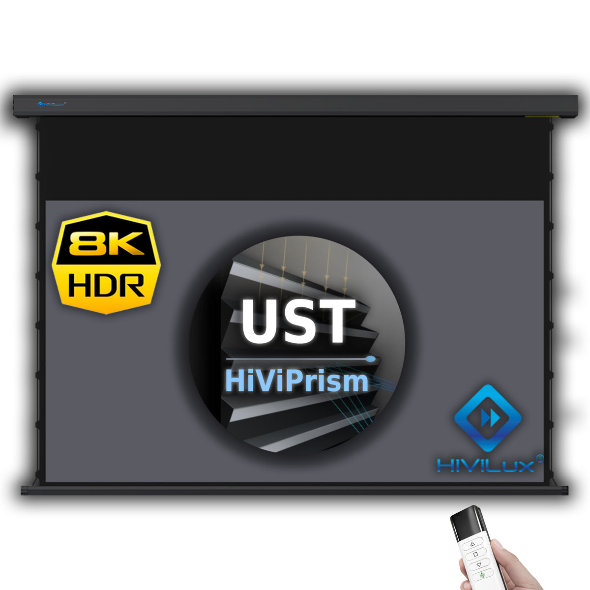 HiViLux® UST/CLR Tension-Motorleinwand – HiViPrism Cinema HDR – Schwarz/Weiß