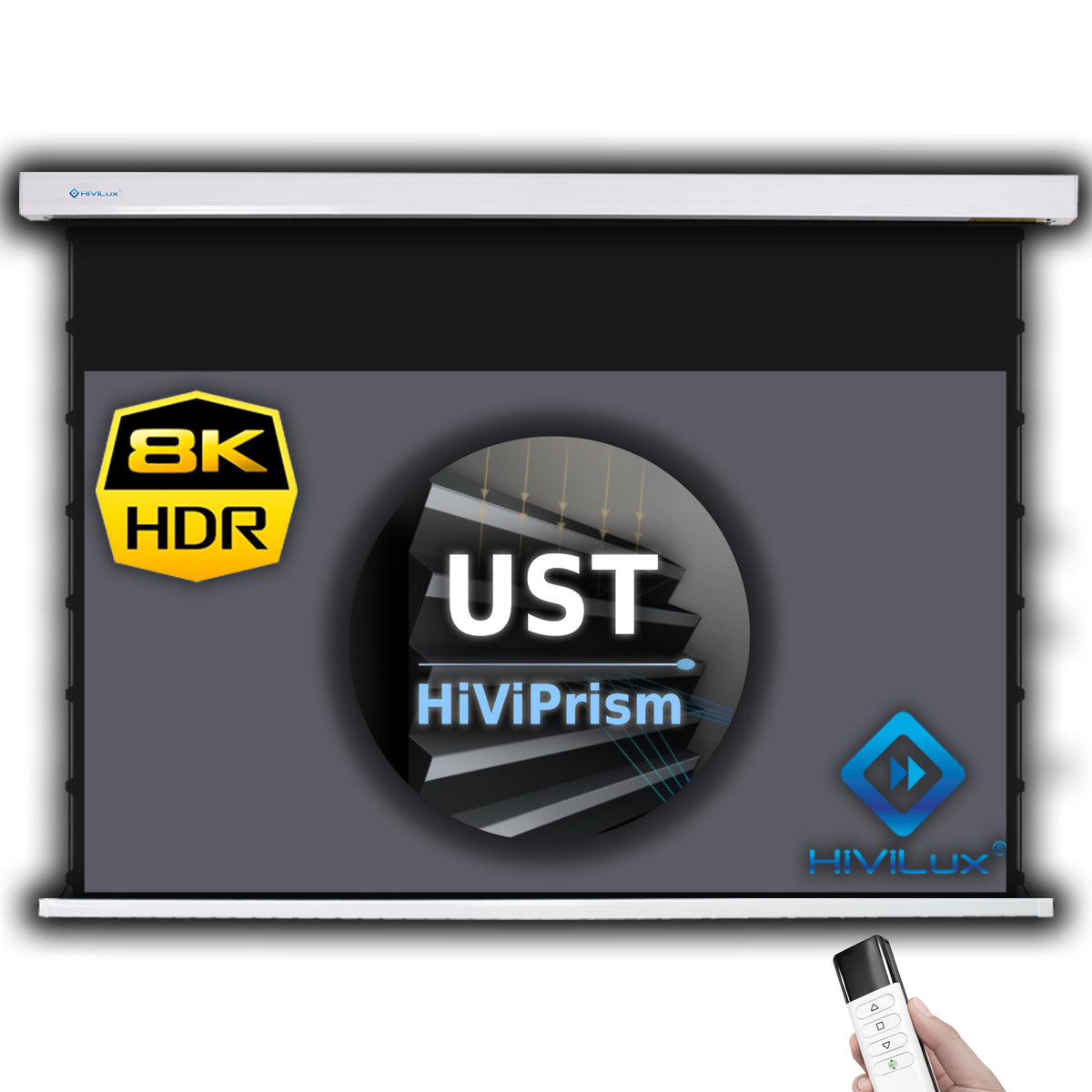 HiViLux® UST/CLR Tension Motorized Screen - HiViPrism Cinema HDR - Black/White